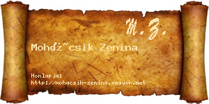 Mohácsik Zenina névjegykártya